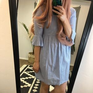 Babydoll blue and white striped dress